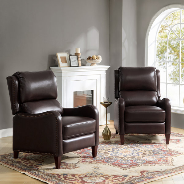 Lima Genuine Leather Recliner With Nail Head Trim & Reviews Birch Lane